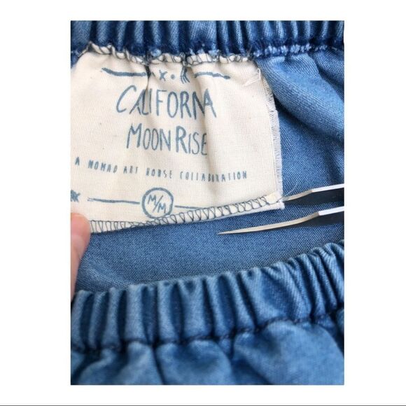 California Moonrise Blue Denim Chambray Off Shoulder Dress EUC - Picture 5 of 7